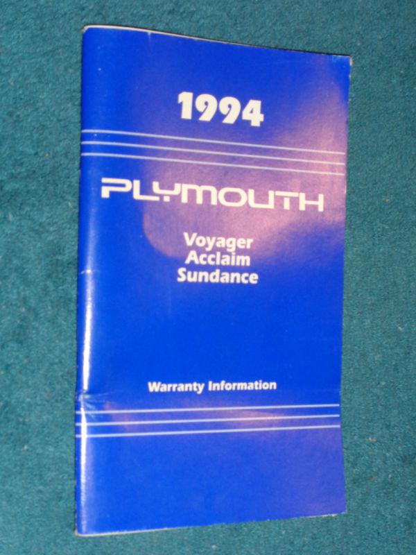 1994 plymouth voyager acclaim sundance owner's manual / guide book / original