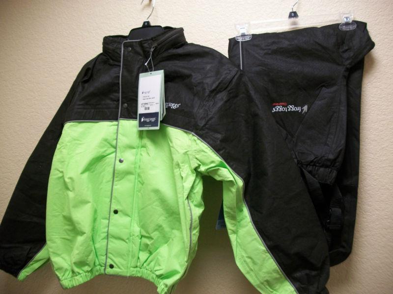 Frogg toggs road toad rain gear black/hi vis jacket/pants small  new!