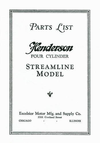 1929 parts list henderson four cyl streamline model
