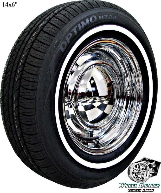 14quot; chrome a.r smoothie wheels amp; whitewall hankook tires chevy nova 