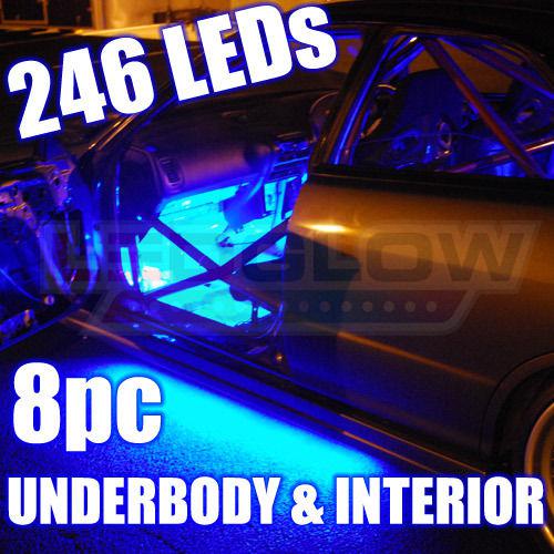 8pc blue led under car underglow neon glow lights kit