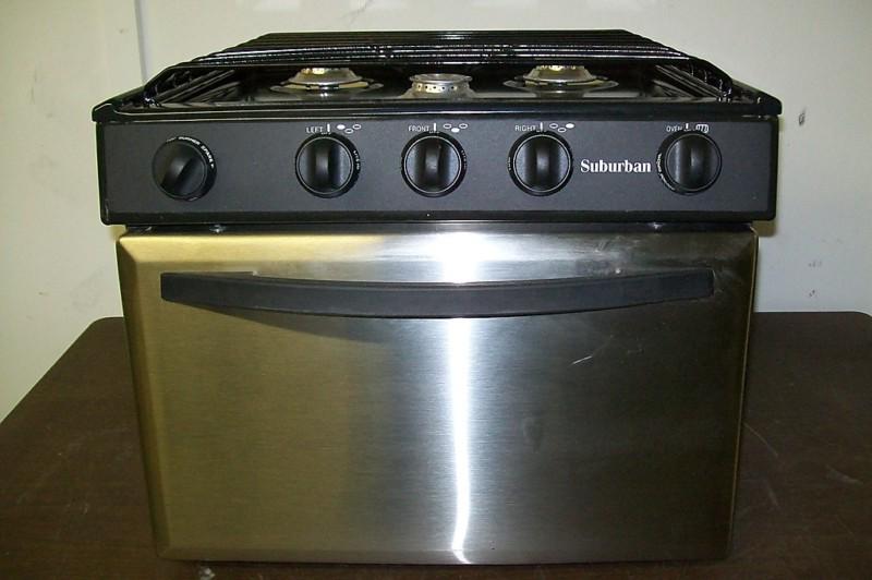 Suburban rv range 3 burner stainless door stove oven range srna3sbse piezo blem