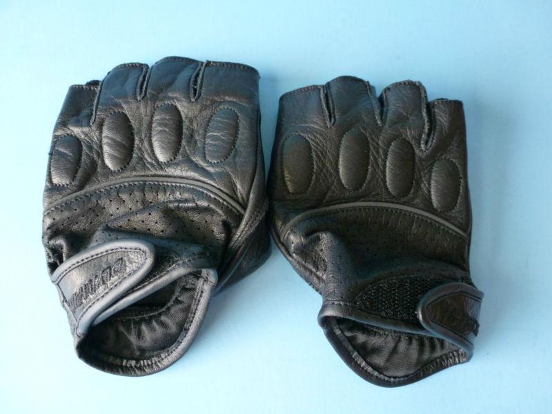 Olympia # 109 womens  black leather fingerless motorcycle  gloves size medium
