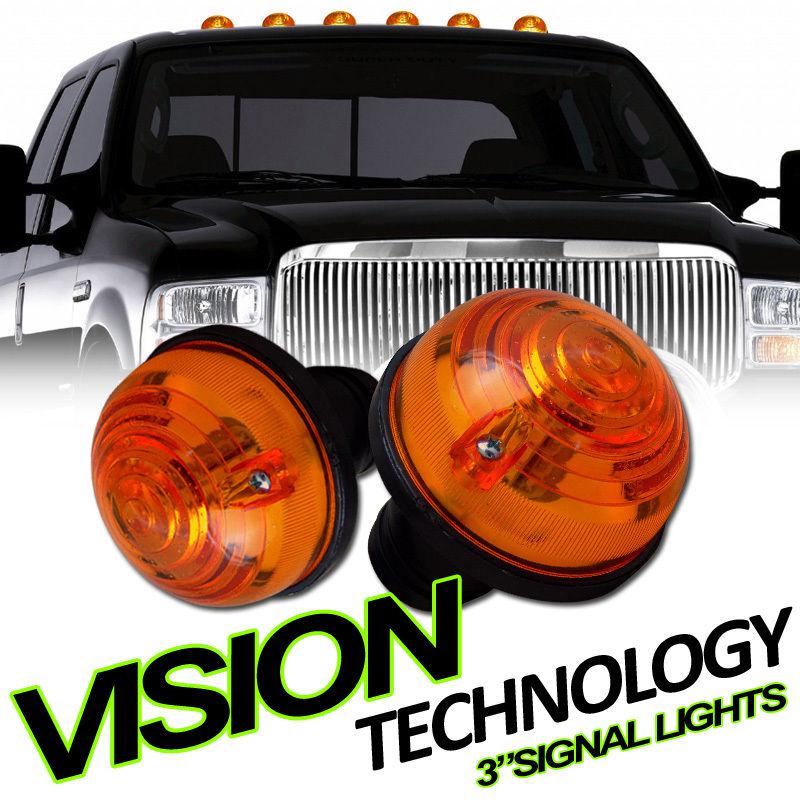 2p 3" round amber turn signal/parking/running/flasher/brake lights universal suv