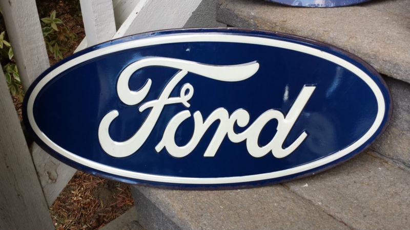  ford oval metal sign 20" embossed garage art man cave ford dealership parts 