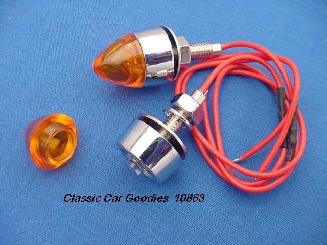 License plate bolts (2) led "amber" chrome base 12 volt