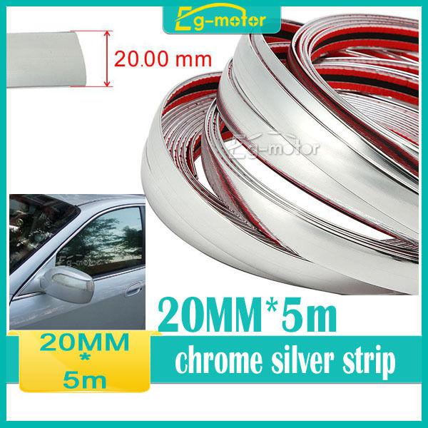 20mm x 5m universal car side trim molding interior adhesive silver strip grille