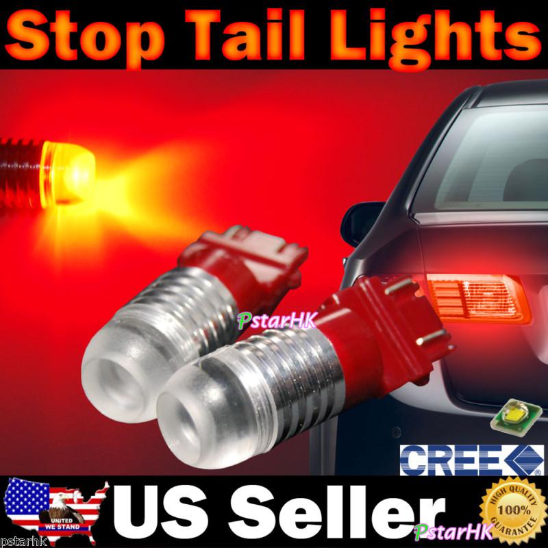 2pcs 3157 3156 t25 cree 5w led tail brake stop light bulb brilliant red new #01