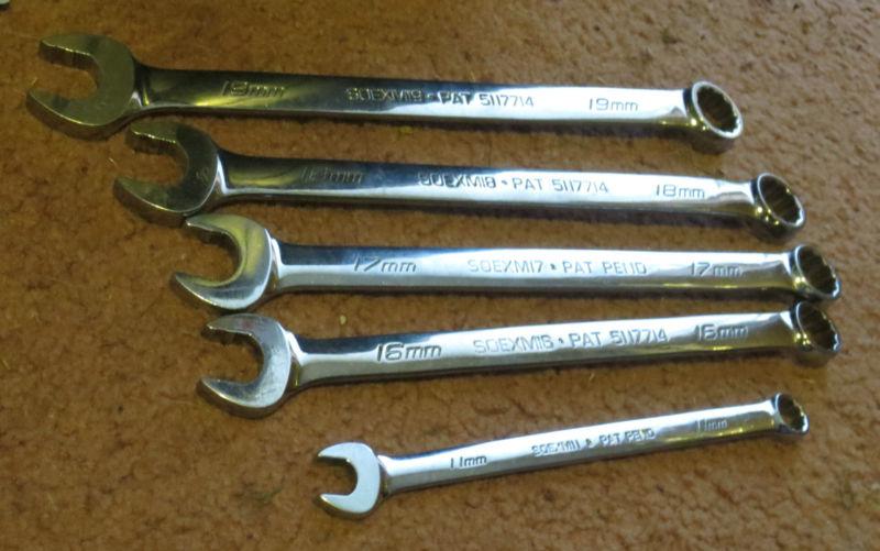 Snap on tools 5pc metric combination wrench set snapon somxm11-soexm19 flank dri