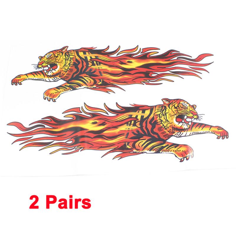 Auto tiger pattern decorative self adhesive decal stickers 23 x 7.5cm 2 pairs