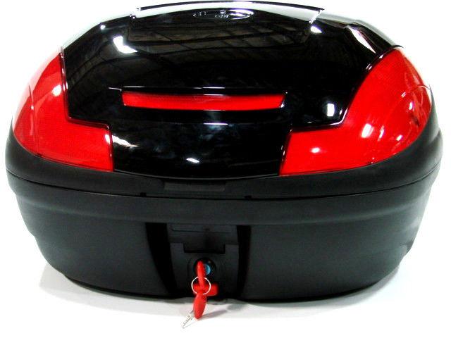 Black motorcycle scooter x large trunk universal mount top case fits 2 helmets