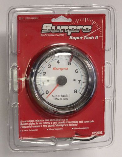 New sunpro cp7903 white chrome super tach ii tachometer