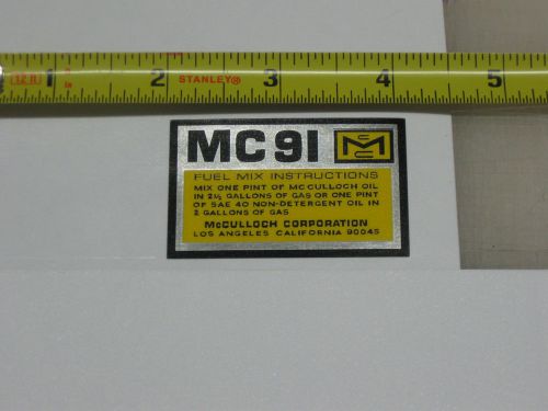 Mcculloch kart shroud decal mc-91 mc 91