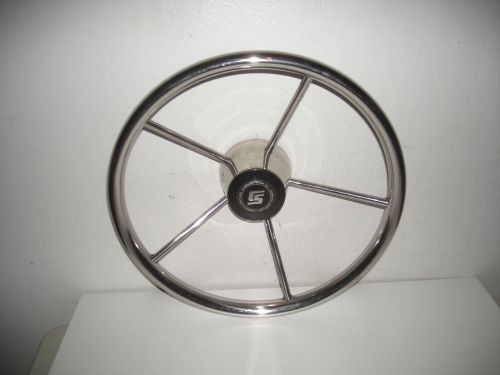 Stainless boat steering wheel 13 1/2&#034; with california skiff center cap