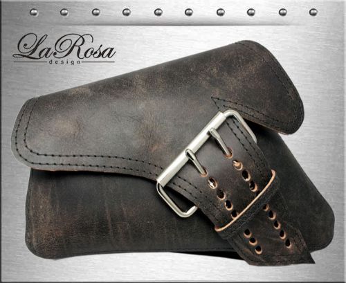 Larosa rustic black leather side strap harley sportster frame left saddlebag