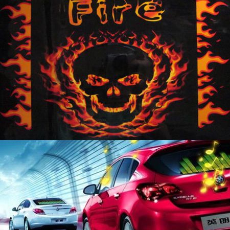 Red 7.6&#034; skull devil car sound music activated equalizer glow light sticker e3