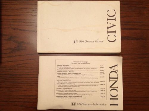 1996 honda civic owner&#039;s manual with free shipping