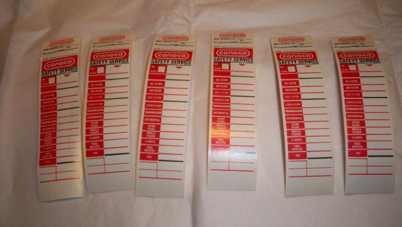 (8) vintage conoco oil door jamb  reminder oil stickers