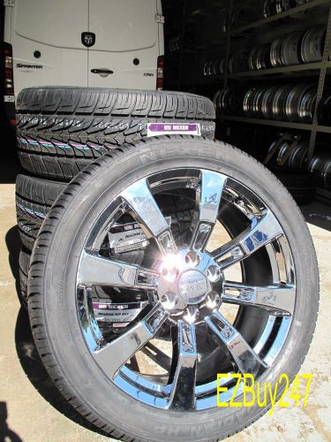 22&#034; new gmc chevrolet escalade factory chrome wheels 5409 tires 285-45-22 nexen