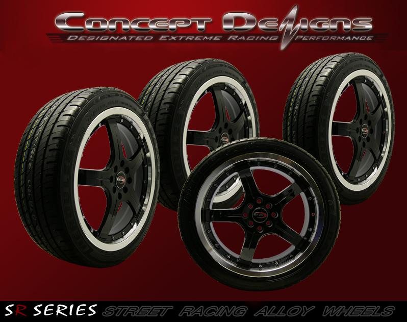 18" evoke f8 wheel rim tire package 4 lug pattern gloss black finish new