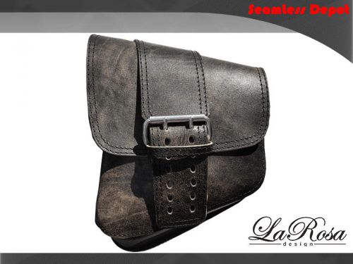 La rosa rustic black leather big strap harley softail left swing arm saddlebag