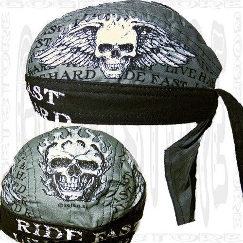 Flying gray do sweat bandana skull cap doo rag head wear biker wear du hats