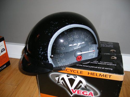 Vega xta half helmet gloss black w speedometer graphic size medium