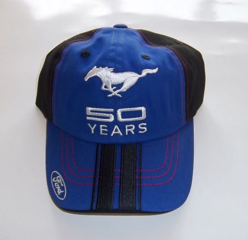 Blue black silver red ford mustang 50th anniversary 50 years embroidered hat/cap