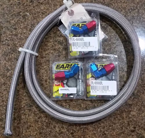 Lot of 4 new earls earl&#039;s an fittings -6 swivel seal stainless braided hose