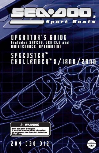 Sea-doo owners manual book 2004 speedster, challenger 1800 &amp; challenger 2000