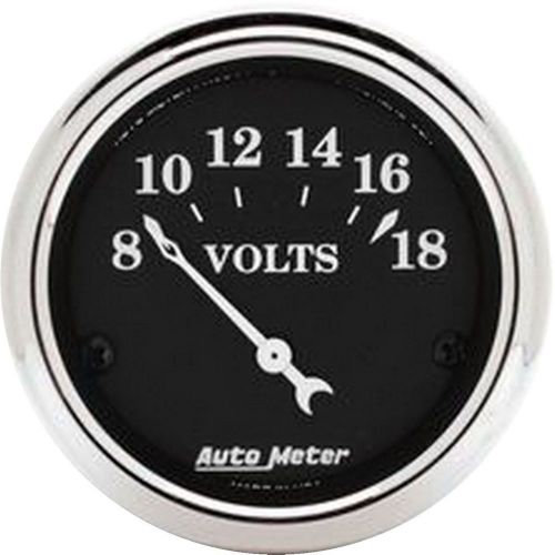 Autometer old tyme black electrical voltmeter gauge 2 1/16&#034; dia black face 1791