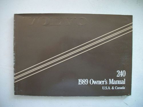 Volvo 240 gl dl &amp; wagon owner&#039;s manual 1989. good cond. clear no owner info.