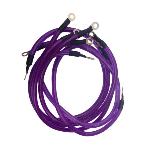 5 points grounding earth cable wire kit super power performance purple universal