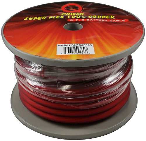 Qpower 4g50rdcopper 4 gauge 50ft 100% copper wire red