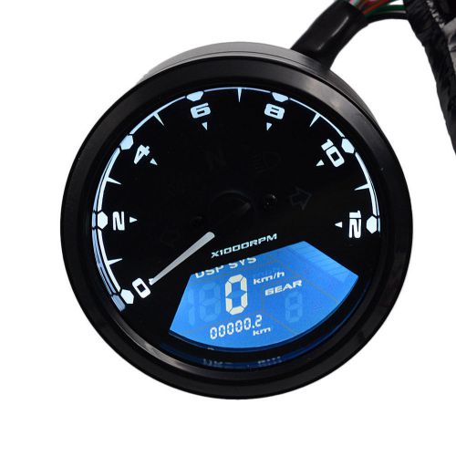 Lcd digital tachometer speedometer odometer motorcycle motorbike 12000rpm new sm