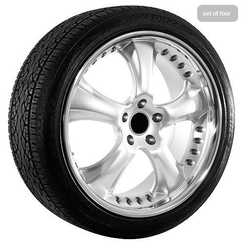 22 inch volkswagen wheels sku 145 hyper silver with chrome lip rims with tire...