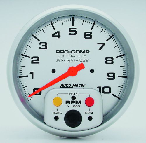 Auto meter 4494 gauge tachometer 5&#034; 10k rpm in-dash w/peak rpm memory, ultra-lit