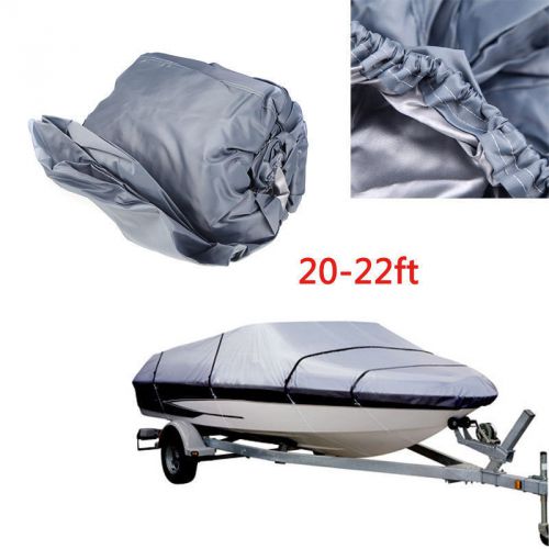 20-22ft v-hul speedboat boat cover 210d waterproof heavy duty gray bag fish-ski