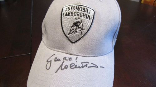 Lamborghini hat cap signed by valentino balboni at lamborghini factory