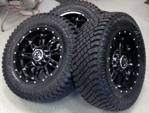 20&#034; black lonestar ambush wheels 33&#034; inch tires 20x9 8x170 -10 ford f250 f350