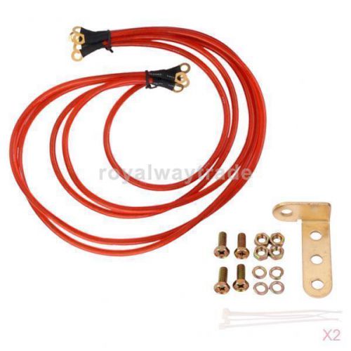 2x universal 5-point grounding wire earth cable system kit high performance red