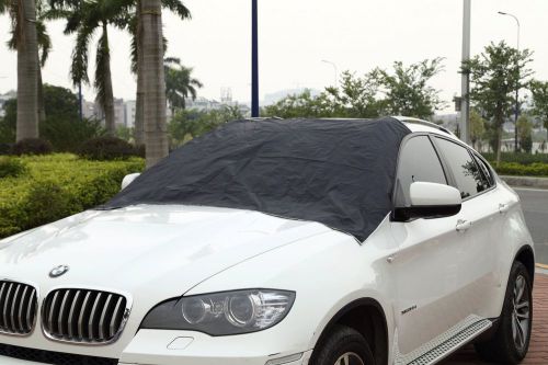 New cutequeen car snow windshield cover black 55&#034; x 72&#034; w/ 12&#034; side flaps