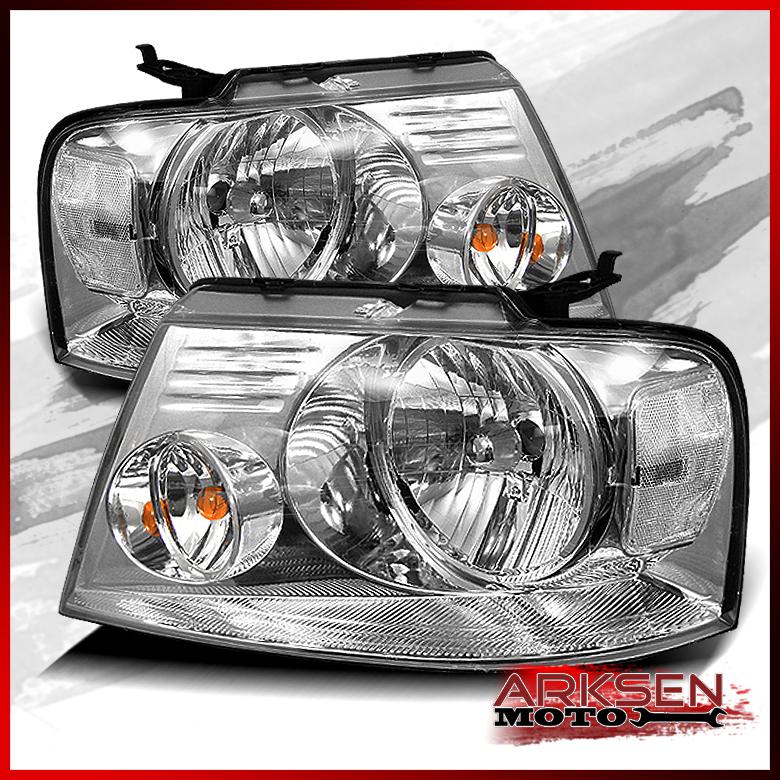04-08 ford f-150 pickup crystal headlights lights left+right pair lamp set new