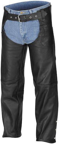 New river road mens leather tall motorcycle chaps, black, 2xl/xxl