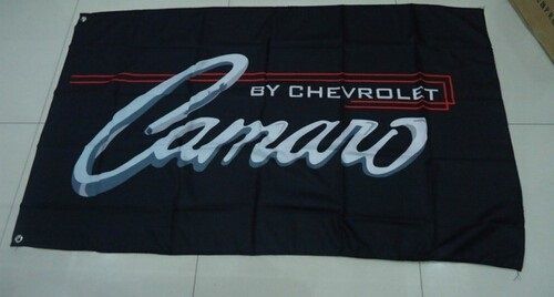Chevrolet camaro 3 x 5 black polyester banner flag great for your man cave!!!