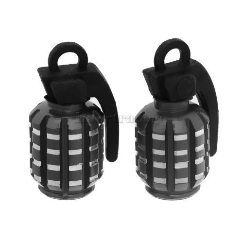 2pcs grenade shape wheel tire air valve stem caps protector universal black