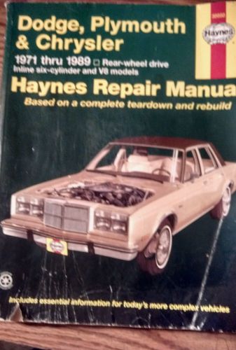 Haynes repair manual dodge, plymouth and chrysler