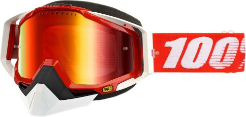 100% racecraft snow goggles red w/mirror red lens 50113-003-02