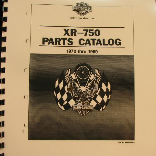 Harley-davidson parts catalog for xr-750   1972-1989 part no 99442-89-r free sh