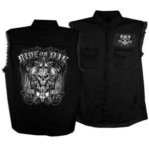 Hot leathers ride or die skull sleeveless shirt (black, large)